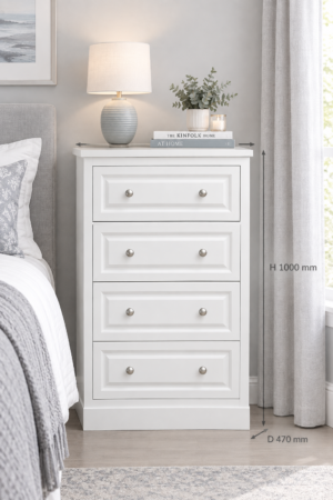 Avoca White 4 Drawer Narrow Chest