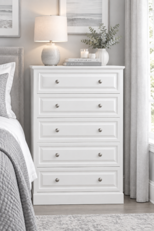 Avoca White 5 Drawer Chest