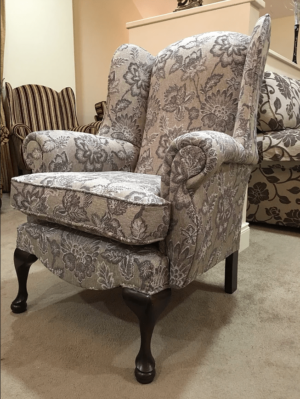 Queen Anne Grey Flower Chair