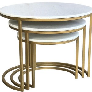 Beth Brass And Marble Nest of 3 Tables
