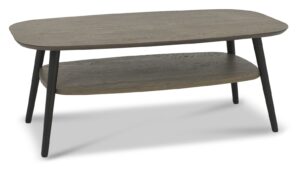 Vintage Weathered Oak + Peppercorn Coffee Table with Shelf