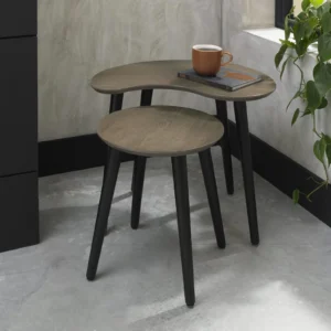 Vintage Weathered Oak + Peppercorn Nest of Lamp Tables