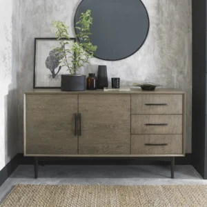 Vintage Weathered Oak + Peppercorn Wide Sideboard