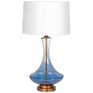 Smoked Blue Glass Shaped Table Lamp