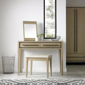 Rimini Aged Oak & Weathered Oak Stool - Ivory Bonded Leather