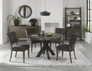 Ellipse Fumed Oak 4 Seat Circular Dining Table