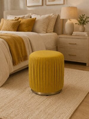 Baker Pleated Ottoman Mustard