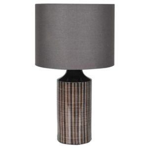 Black Squares Table Lamp with Linen Shade