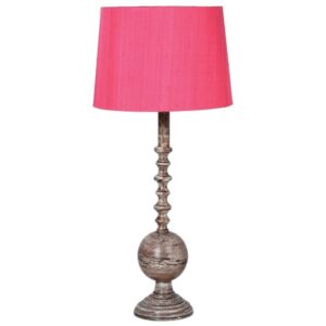 Brass Table Lamp with Fuschia Pink Shade