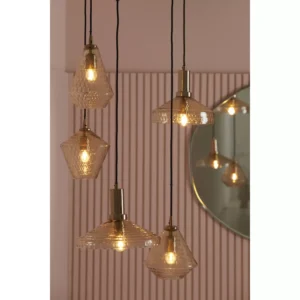 Delilo Hanging Lamp Amber Antique Bronze