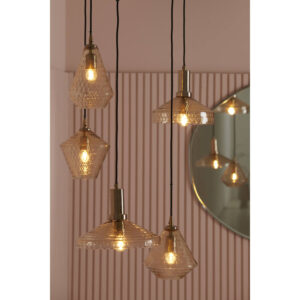 Delilu Hanging Lamp Amber Antique Bronze