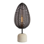 Joley Table Lamp Matt Black and White Marble