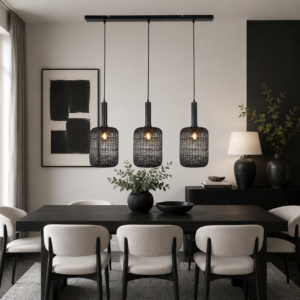 Lekang 3 Light Hanging Lamp Matt Black 100x55cm