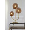 Magdala 3 Light Table Lamp Brown Glass and Gold