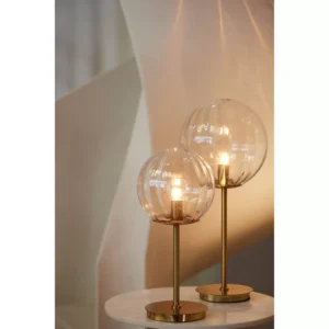 Magdala Table Lamp Brown Glass and Gold