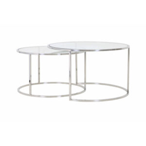 Duarte Coffee Table Set of 2 Glass and Nickel