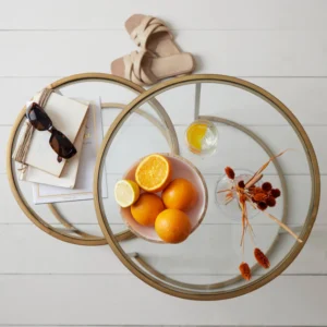 Duarte Side Table Set of 2 Glass and Gold