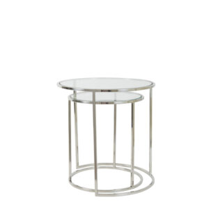 Duarte Side Table Set of 2 Nickel and Glass