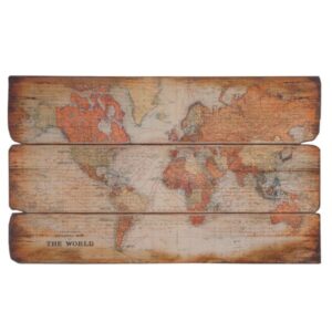 Large Wooden Plaque World Map