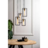 Marley 4 Light Hanging Lamp Matt Black and Antique Bronze