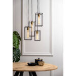 Marley 4 Light Hanging Lamp Matt Black and Antique Bronze