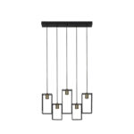 Marley 5 Light Hanging Lamp Matt Black and Antique Bronze