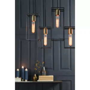 Marley 5 Light Hanging Lamp Matt Black and Antique Bronze