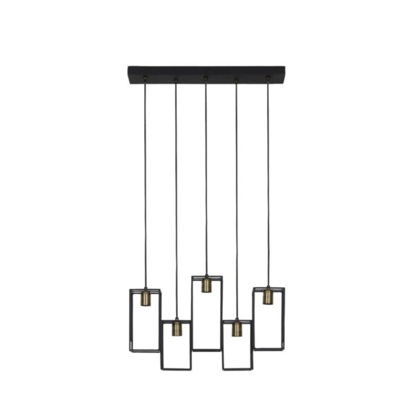 Marley 5 Light Hanging Lamp Matt Black and Antique Bronze