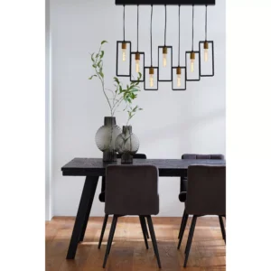 Marley 7 Light Hanging Lamp Matt Black and Antique Bronze