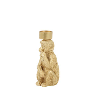 Monkey Tealight Holder Gold 11x21cm