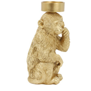 Monkey Tealight Holder Gold 16x32cm