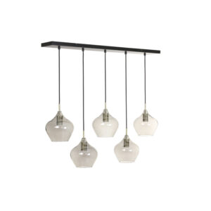 Rakel 5 Light Hanging Lamp Antique Bronze and Smoked Glass