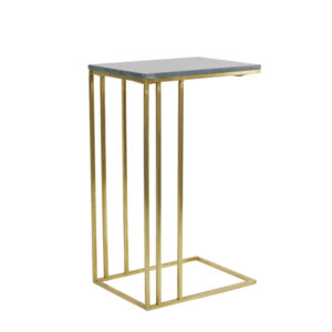 Roshan Side Table Green Marble and Antique Bronze