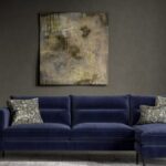 Chaise sofa in blue fabric