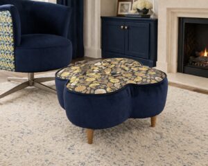 Daisy Large Stool - Bandon Velvet Navy