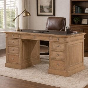 Weathered Oak 2 Door - 12 drawer Partner's Desk